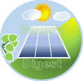 Solar facility image within a circle shape