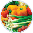 fruits and vegetables image within a circle shape