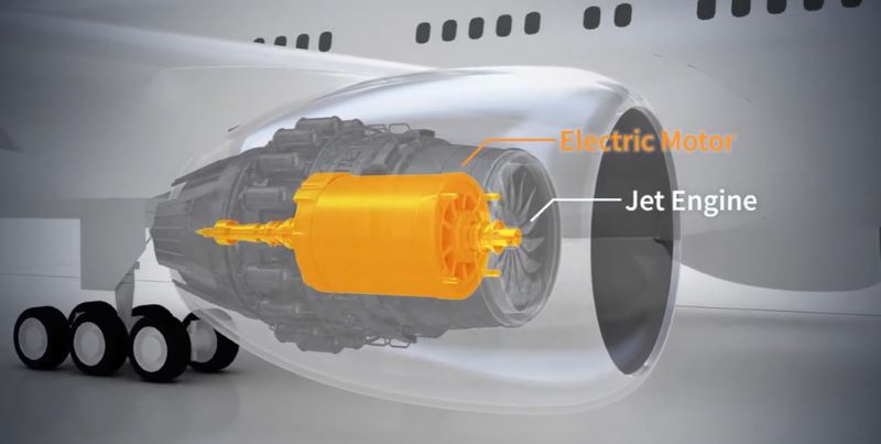 An image of an aircraft equipped with a superconducting motor