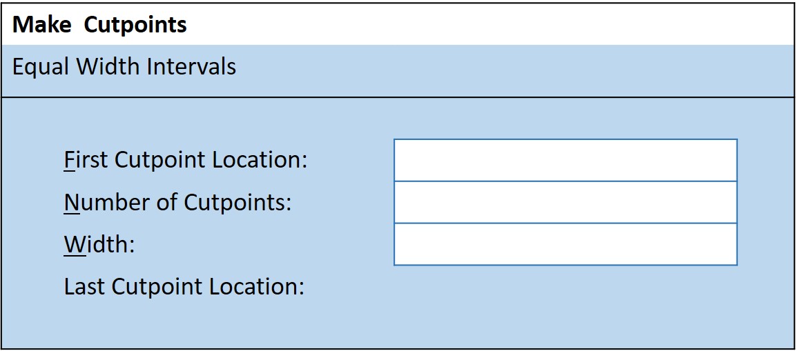 An image of a Make cutpoints screen