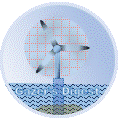 Wind turbine image within a circle shape